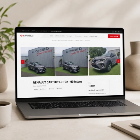 image d'un ordinateur avec le site gerossier crée par l'agence you'nivers